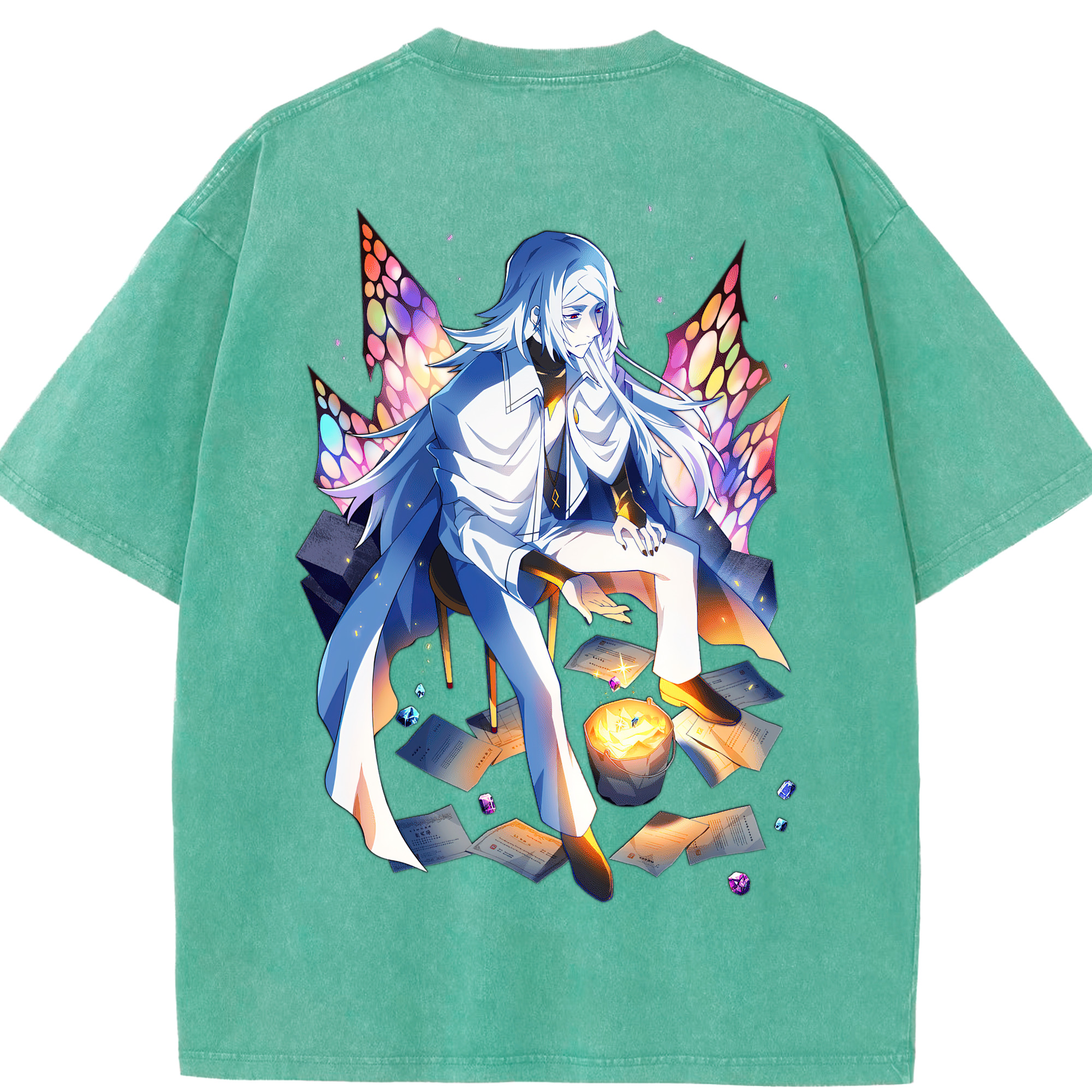 （画像用） 文豪ストレイドッグス Bungo Stray Dogs 綿100% ヴィンテージ風 半袖Tシャツ（背面プリント）
